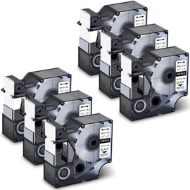 GREENCYCLE Compatible for Dymo 1805443 Heat Shrink Tubes Industrial Label Tape 1-Inch (24 mm) x 5 ft (1.5m) for use with DYMO RhinoPro 6000 Label Makers, (Black on White, 6 Pack)