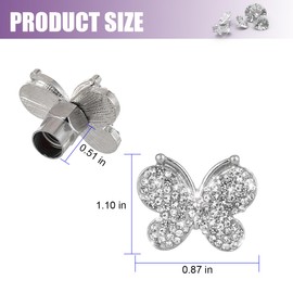 Sandfren 4PCS Bling Car Tire Valve Stem Caps, Butterfly Rhinestone Vehicle Wheel Air Cover, Diamond Dustproof Automotive Stem Decor Accessories, Universal for SUVs Trucks Motorcycles (White)