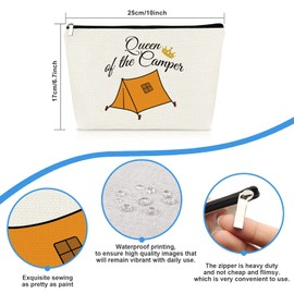 Happy Camper Gifts for Women Makeup Bag Camping Gift for Girls Travel Cosmetic Bag Vacation Christmas Birthday Gift for Camper Lover Friends Sister Camper Accessories Bag Travel Toiletry Bag
