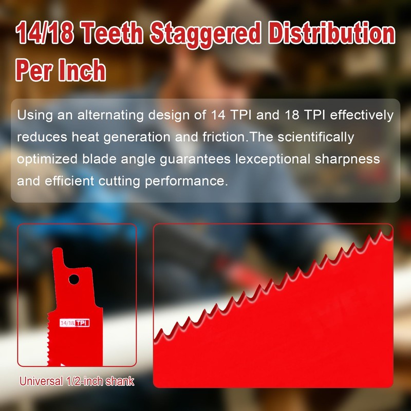 50 Pack 9 Inch 14/18 TPI Bi-Metal Reciprocating Saw Blades