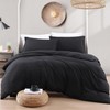 LANE LINEN Single Duvet Cover Set Black - Pre Washed
