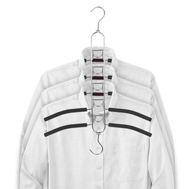 GZQXHOME 5-in-1 Anti Slip Stainless Metal Clothes Hangers,Space Saving Thin Shirt Hangers,Multi Layers Magic Sweater Hanger,Used for Wardrobe Organizer or Vacation and Business Trips