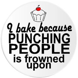 Kiwi Gifts I Bake Because Punching People Is Frowned Upon - Circle Sticker Decal 3 Inch