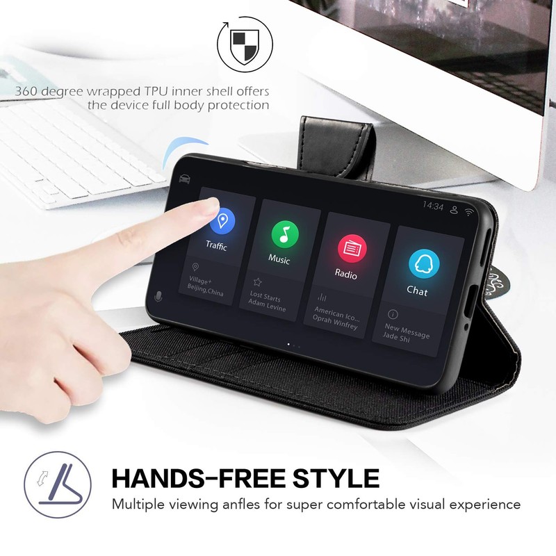 Shantime Oxford Fabric Leather Flip Wallet Case Compatible with AGM