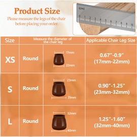 16pcs Round Chair Leg Floor Protectors, Felt Pads Chair Leg Protectors for Hardwood Floors, Silicone Chair Leg Cups Covers Felt Pads, Prevents Scratches & Reduce Noise, Brown, X-Small