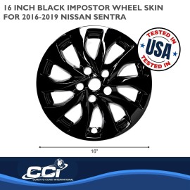 COAST2COAST Gloss Black Wheel Covers Fit 2016-2019 Nissan Sentra S Model