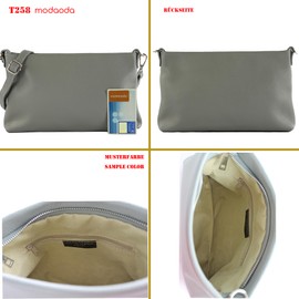 modamoda de T258 Women's Leather Shoulder Bag Clutch Cosmetic Bag Handmade in Italy, Pale brown, M