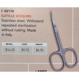 Denco Cuticle Scissors High Carbon Steel. 4". Made in Italy. Quantity 500+.