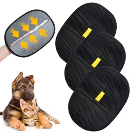 3 Pcs Static Removal Gloves Pet Hair,Double Sided Pet Grooming Gloves,Dog Hair Remover,Reusable Pet Hair Remover Mitt, Gloves for Washing, Deshedding, Grooming,Interactive Cat