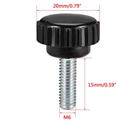 TOP-VIGOR 9Pcs M6 x 15mm Male Thread Knurled Clamping Knobs Grip, Thumb Screw on Type Round Head Clamping Handle Bolt with Plastic Knobs