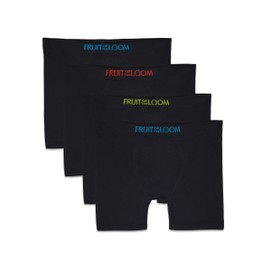 Fruit of the Loom Boys' Seamless Comfort Boxer Brief Underwear, black (4 Pack) Large