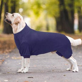 XPUDAC Fleece Dog Pajamas, Dog Winter Clothes for Small Medium Large Dogs Girl Warm Dog Sweater for Winter Christmas（Navy blue-2XL