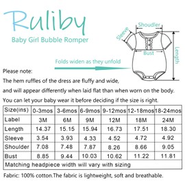 Ruliby Baby Girls Bodysuit Short Sleeve Romper Cotton Clothing Sets 0-3 Months