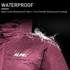 ILM Motorcycle Rain Suit for Women Waterproof Wear Resistant Protective Rain Gear 6 Pockets 2 Piece Set with Jacket and Pants Model RS02-Women (Women's Small, Wine Red)