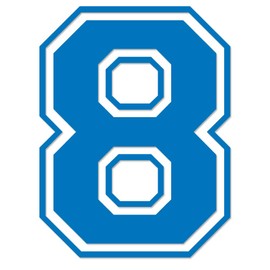 Applicable Pun Varsity Number 8 - Vinyl Decal - Sky Blue 4 Inches Tall