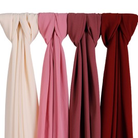 Febfim 4 PCS Muslim Women Soft Premium Solid Chiffon Hijab Scarves Shawl Long Scarf Wrap Scarves with Gift Box (Mixcolor PB)