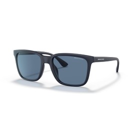 A|X ARMANI EXCHANGE Men's AX4112SU Universal Fit Rectangular Sunglasses, Matte Blue/Dark Blue, 55 mm