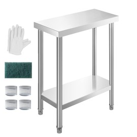 HXCFYP NSF 24 x 12 Inches Stainless Steel Table for Prep & Work, Commercial Heavy Duty Food Prep Worktable with Undershelf for Restaurant, Hotel，Small Kitchen, Food Truck, Home Bars