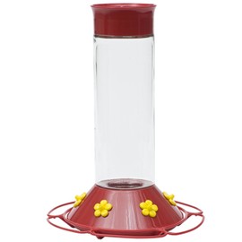Perky-Pet 209B-1SR Glass Hummingbird Feeders for Outdoors Hanging - 30 oz - Ant & Bee Guarded Red Bird Feeder