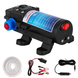 12V Fuel Transfer Pump Set - 70W High Flow Gasoline Diesel Oil Water Pump with 4m/13ft High Elastic Fuel Pipe & 2 Power Cables, Suitable for Vehicles, Boats, Motorbike, Equipment