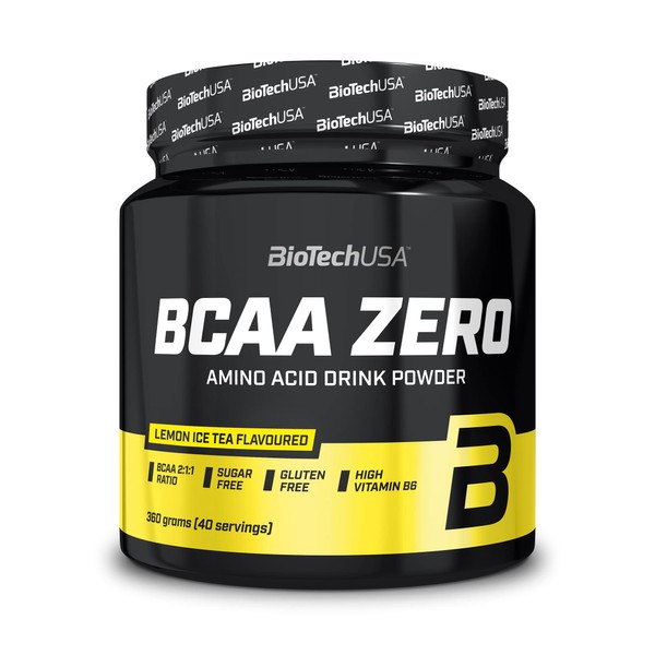 BioTechUSA BCAA Zero - Aminoacidi Essenziali in Polvere | 6g di BCAA con L-Leucina Istantanea | Vegan | Senza Zucchero, Senza Lattosio, Senza Glutine, 360 g, Tè freddo al limone