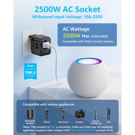 decqle Reiseadapter Weltweit, Universal Reisestecker mit 2 USB-C, 2 USB-A und 1 AC Steckdose, Internationaler Steckdosenadapter, AC Adapter Universaladapter für EU, UK, US, AU (Schwarz)