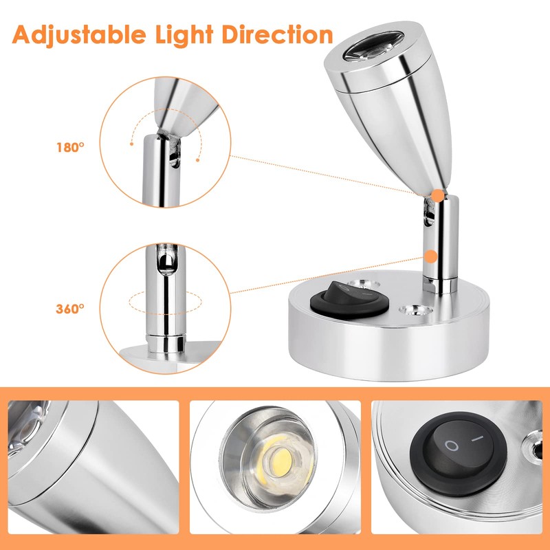 12V LED Spot Reading Light, RV Interior Lighting, Rotatable Reading
