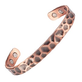 EnerMagiX Copper Magnetic Bracelet for Men Women, 100% Solid Copper Cuff Bangle with 8 3500 Guass Magnets, Adjustable Size Brazaletes (CPB-0286Q)