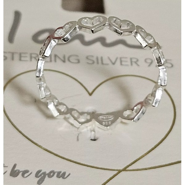I AM STERLING SILVER HEART ETCHED BAND HEARTS RING SIZE