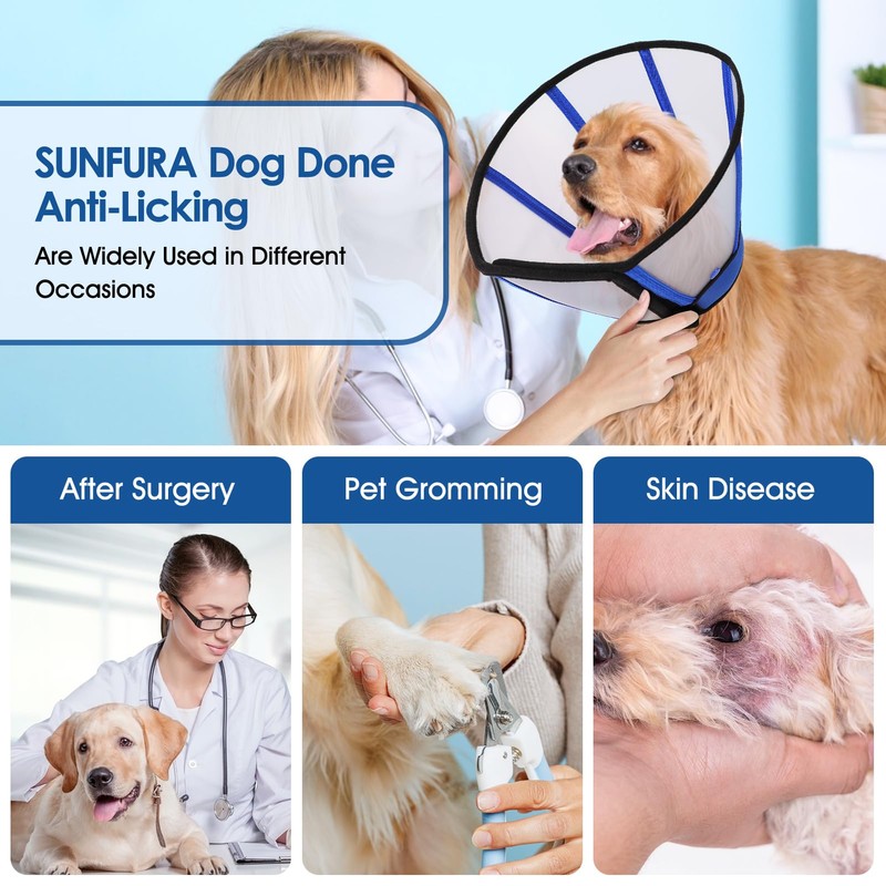 SUNFURA Dog Cone, Soft Cone for Dogs to Stop Licking,
