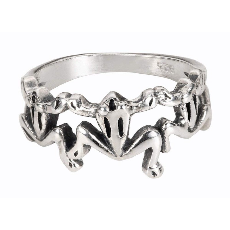 Sterling Silver Three Little Frogs Ring Size 3