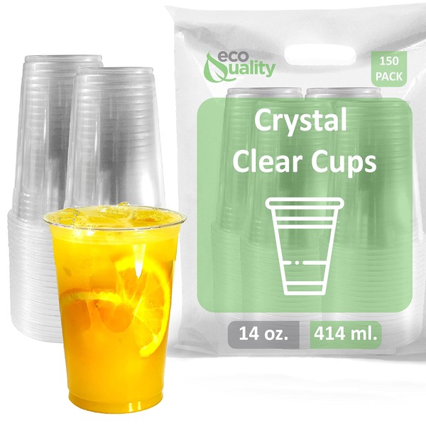 Clear Plastic Disposable Cups | 14 oz Cups, 150 Pack