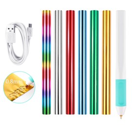 Briartw USB Hot Foil Pen and 6 Colors foil Rolls- Heat Active Pen for Crafting,DIY and Embossing - Easy to Use,5min Heating and Long-Lasting Design - Perfect for Scrapbooking,Card Making(0.8mm Tip)