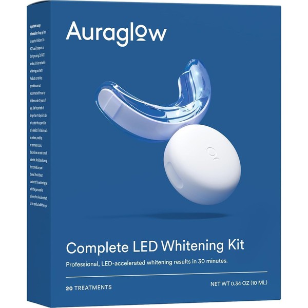 Auraglow Teeth Whitening Kit, LED Accelerator Light, 35% Carbamide Peroxide