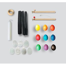 SOLOVEIKO Ukrainian Pysanka Easter Egg Decorating Kit #2, Pysanky Tradional Art Supply with 2 Kistkas Hot Wax Pens (Fine+Heavy), Beeswax spaghety Stick 30-Pack, 9 Dyes, Stand, Cleaning Wire