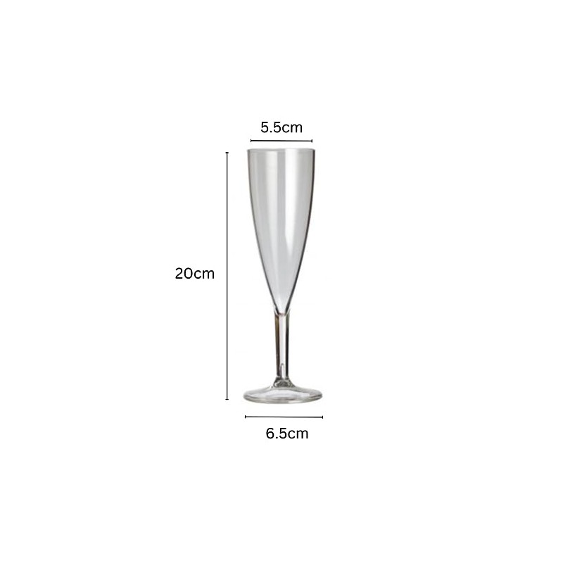 AIOS Set of 6 Unbreakable Polycarbonate Champagne Flutes. Capacity 150ml.