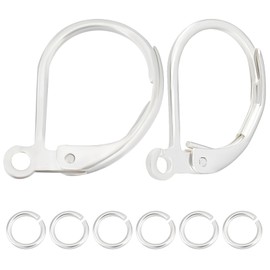 Beebeecraft 1 Box of 50 French Hook Earrings 925 Silver Plated 15.6 x 10 mm Earring Hooks with 50 Open Jump Rings for Making Jewellery Earrings