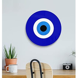 4ArtWorks Blue Evil Eye Wall Decor Hanging Ornament | 19" Diameter | Good Luck Charm | Wall Decor Amulet | Turkish Nazar Bead Decoration | Home Protection and Blessing