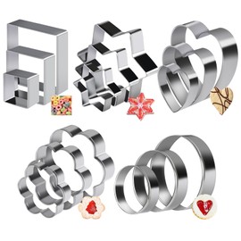 absolove Set of 15 Cookie Cutters, Stainless Steel, 5 Styles Mini Christmas Cookie Cutters in Geometric Shapes, Cookie Cutter for Cutting Fondant, Sanwich, Vegetables
