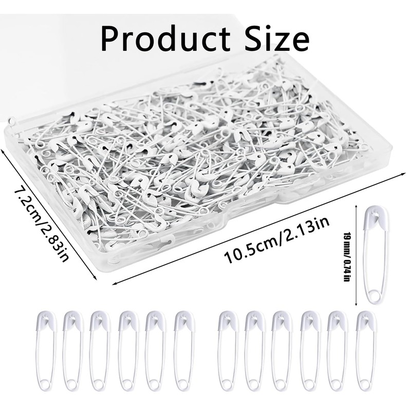 BetterJonny Safety Pins Small 19mm Pack of 500 Mini Safety