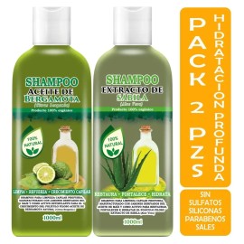 Shampoo Aceite De Bergamota 1l + Shampoo Extracto Sabila 1l