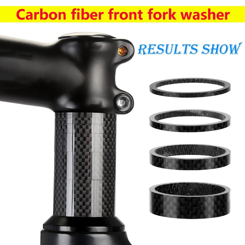 Qrity 4Pcs Bicycle Headset Spacers, Carbon Fiber Bike Handlebar Spacers
