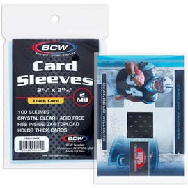 BCW Thick Card Sleeves - 100 Pack | Crystal Clear Polypropylene Protective Sleeves for Collectible Cards | Card Protector Sleeves Holds Trading Cards Up to 240pt | Fits Thick-Card Topload Holders