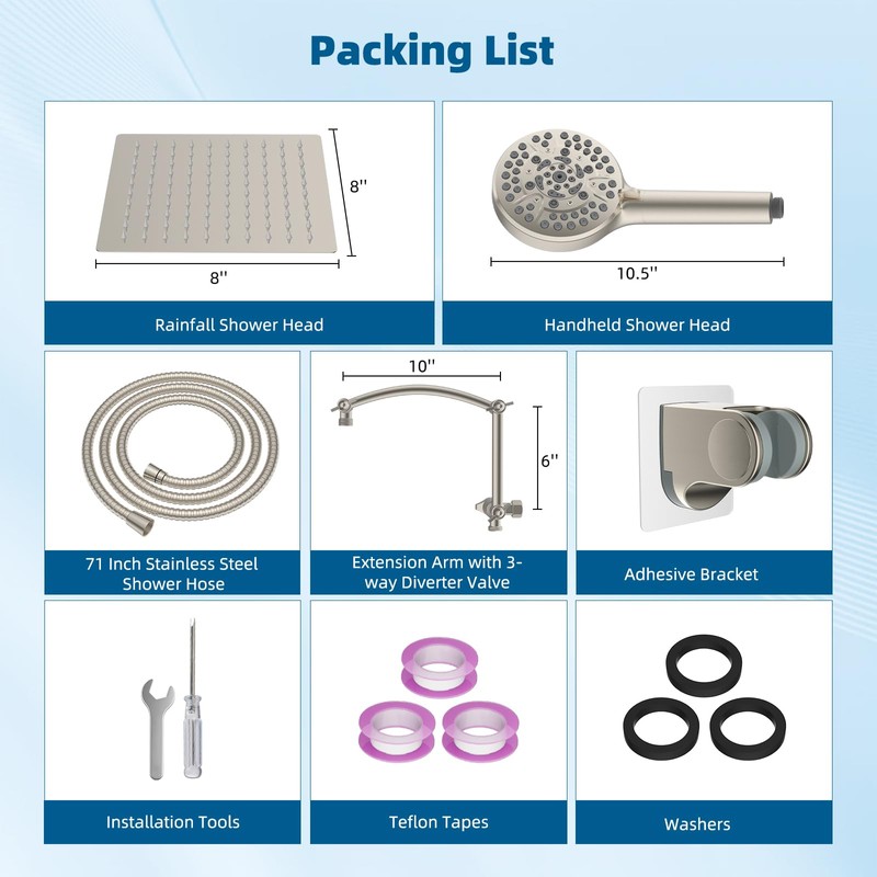 Hibbent All Metal cUPC Certified Shower Head, 8'' High Pressure