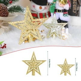 SULOLI 2PCS Glitter Star Christmas Tree Topper Decoration Shatterproof Star Treetop for Christmas Tree Ornament(GOLD)