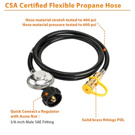 ArrogantF F271803 6ft Propane Hose with Regulator Fit for Mr. Heater Big Buddy Outdoor Heater Gas Grill Connectors,3/8 inch Female Quick Connect x QCC1 Propane Tank Connection