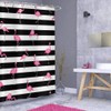GCIREC Flamingo Shower Curtain, Black White Stripe with Hot Pink