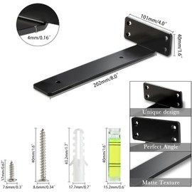 HEART ART Floating Shelf Bracket 6 Inch,2 Pack Heavy Duty Shelf Brackets,L Brackets for Shelves Black,6”L x 1.3”H x 1.3”W