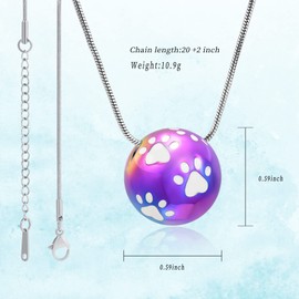 AIWENXI Paw Urn Cremation Necklace Dog Cat Pet Paw Print Cremation Jewellery for Pet Ashes Animal Keepsake Memorial Charm Pendant Necklace