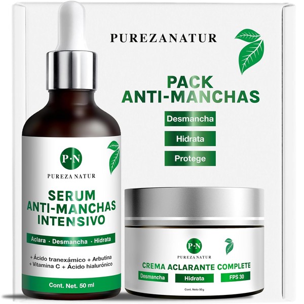 PUREZANATUR Pack Antimanchas Serum despigmentante y antimanchas intensivo Crema aclarante